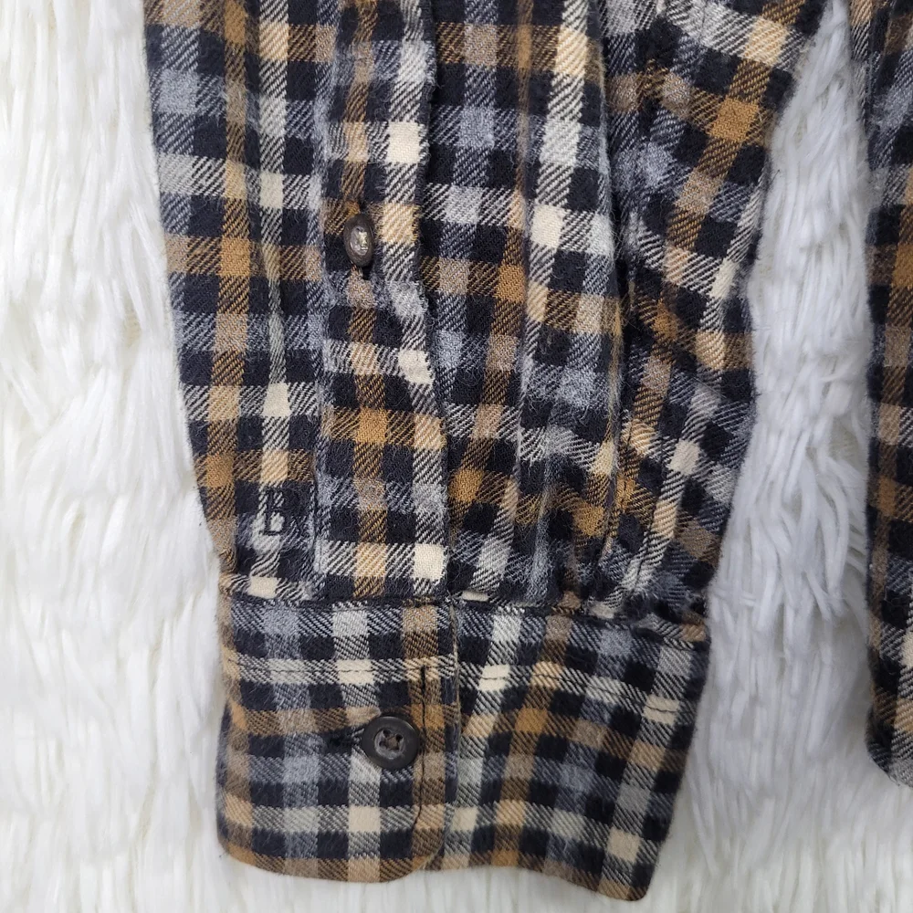 Banana Republic Mens L Gingham Organic‎ Cotton Flannel Shirt Check Sustainable